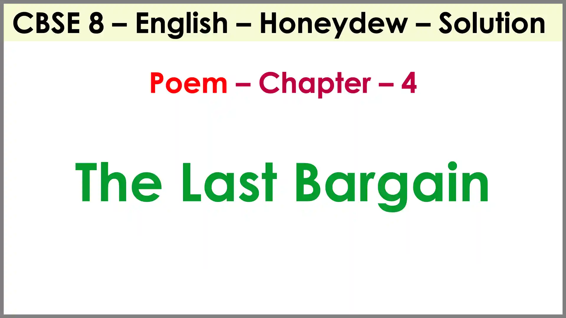 4 The last Bargain