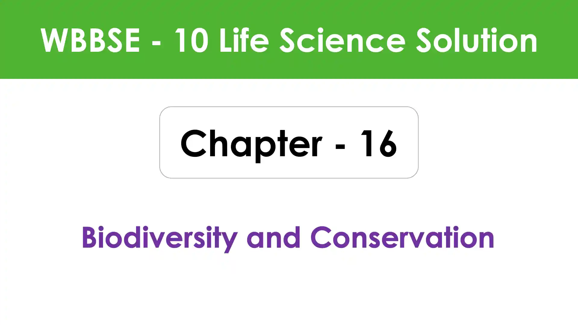 Biodiversity and Conservation