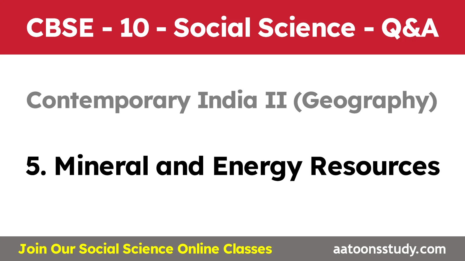 Mineral and Energy Resouces